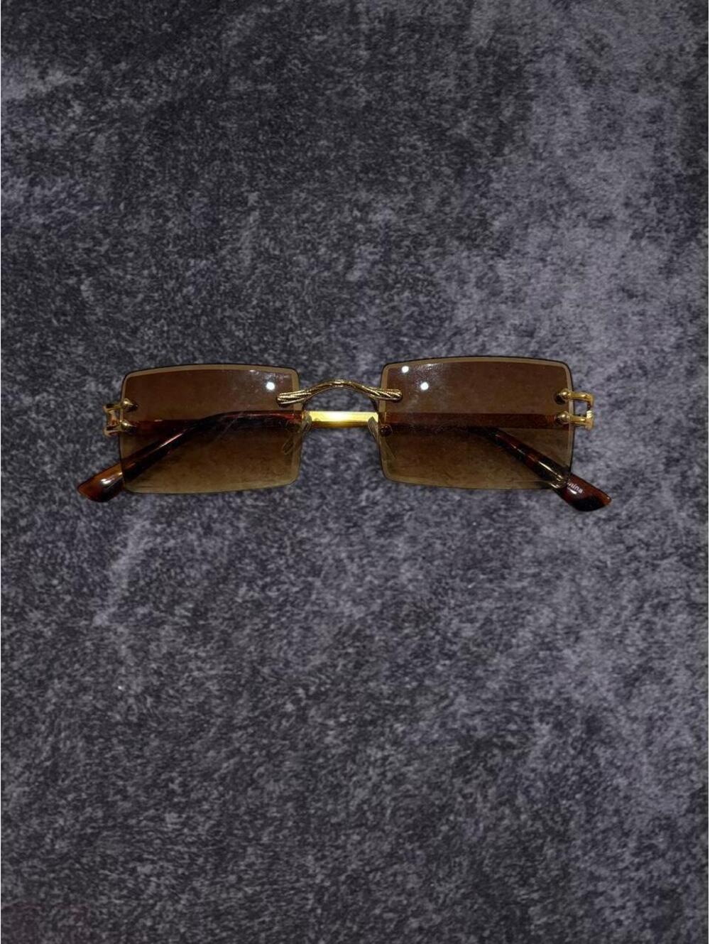 Gold rimless sunglasses with brown lenses ๐ถ๏ธ๐ค